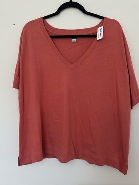 NWT Old Navy Women's V-Neck Oversized Top - Dusty Rose